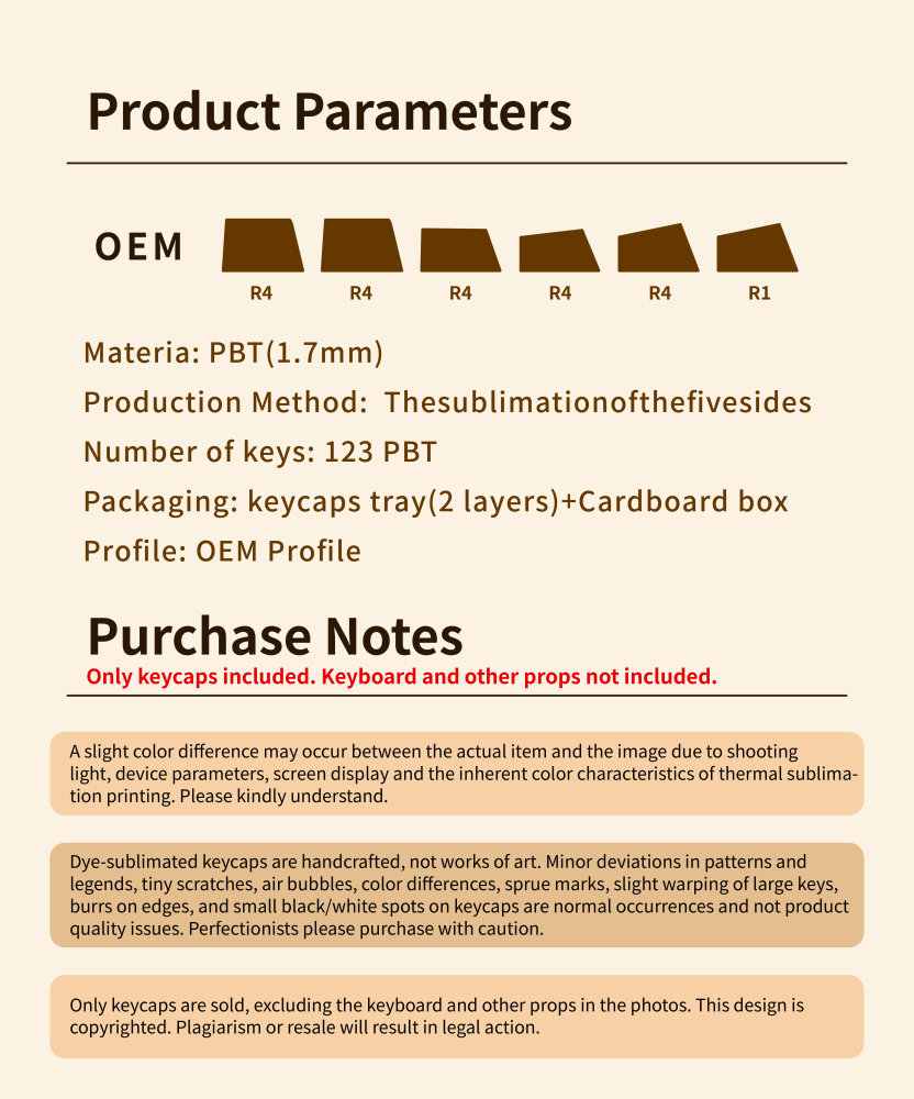 Brown Houndstooth 123-Key PBT Keycap Set | 1.7mm Thick 5-Side Dye Sublimation | OEM Profile Custom Mechanical Keyboard Keycaps