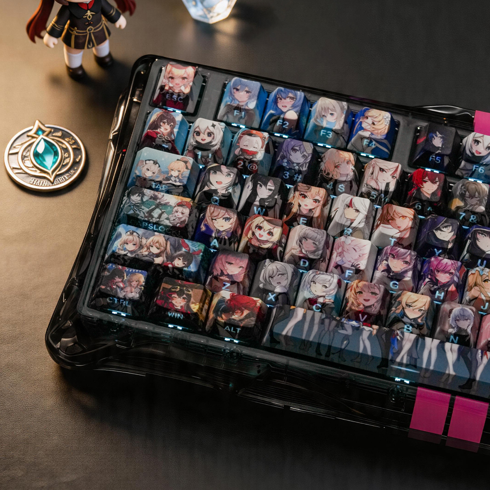 Genshin Impact All Characters Anime Avatar Keycaps Set | 135 Keys MDA 4-Side Translucent RGB Backlit | 1.7mm Thick PBT 5-Side Dye Sublimation | Custom Mechanical Keyboard Keycaps for Gamers & Anime Fans
