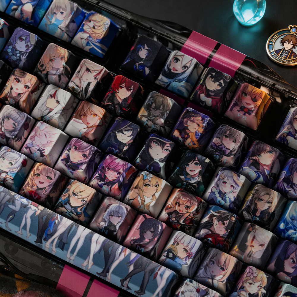 Genshin Impact All Characters Anime Avatar Keycaps Set | 135 Keys MDA 4-Side Translucent RGB Backlit | 1.7mm Thick PBT 5-Side Dye Sublimation | Custom Mechanical Keyboard Keycaps for Gamers & Anime Fans