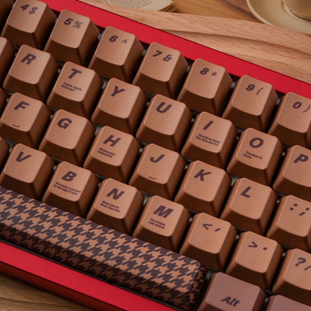 Brown Houndstooth 123-Key PBT Keycap Set | 1.7mm Thick 5-Side Dye Sublimation | OEM Profile Custom Mechanical Keyboard Keycaps