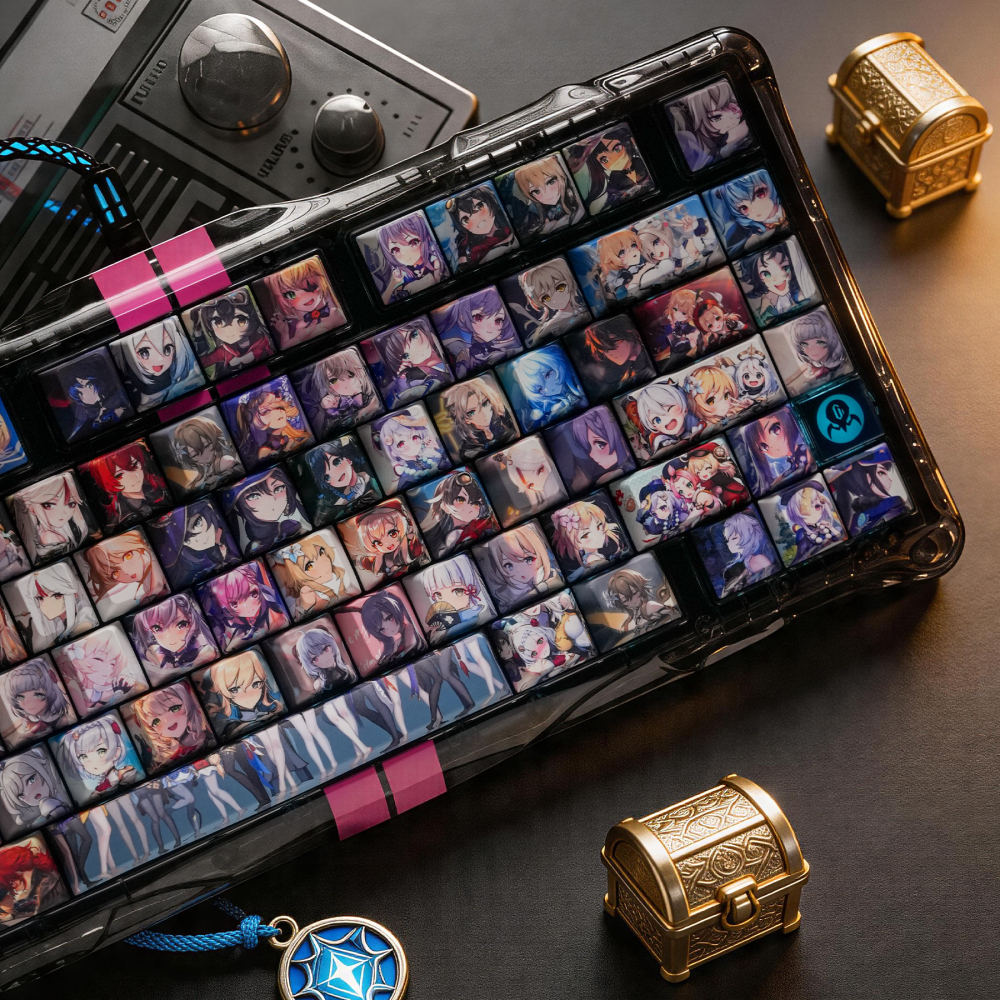 Genshin Impact All Characters Anime Avatar Keycaps Set | 135 Keys MDA 4-Side Translucent RGB Backlit | 1.7mm Thick PBT 5-Side Dye Sublimation | Custom Mechanical Keyboard Keycaps for Gamers & Anime Fans