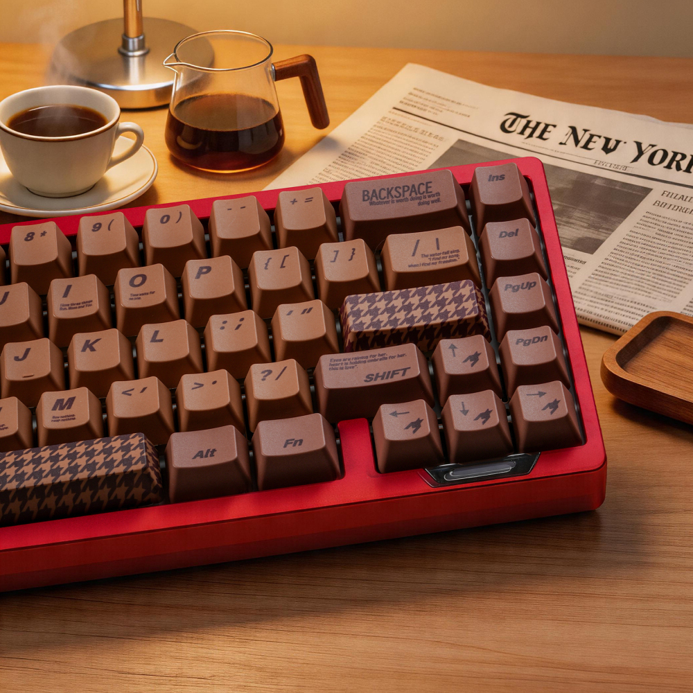 Brown Houndstooth 123-Key PBT Keycap Set | 1.7mm Thick 5-Side Dye Sublimation | OEM Profile Custom Mechanical Keyboard Keycaps