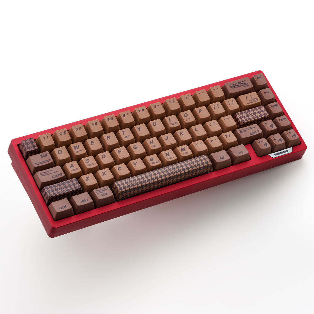 Brown Houndstooth 123-Key PBT Keycap Set | 1.7mm Thick 5-Side Dye Sublimation | OEM Profile Custom Mechanical Keyboard Keycaps