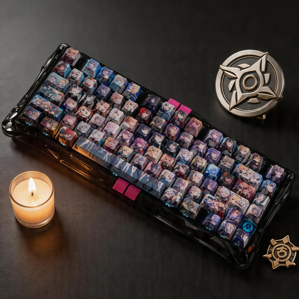 Genshin Impact All Characters Anime Avatar Keycaps Set | 135 Keys MDA 4-Side Translucent RGB Backlit | 1.7mm Thick PBT 5-Side Dye Sublimation | Custom Mechanical Keyboard Keycaps for Gamers & Anime Fans