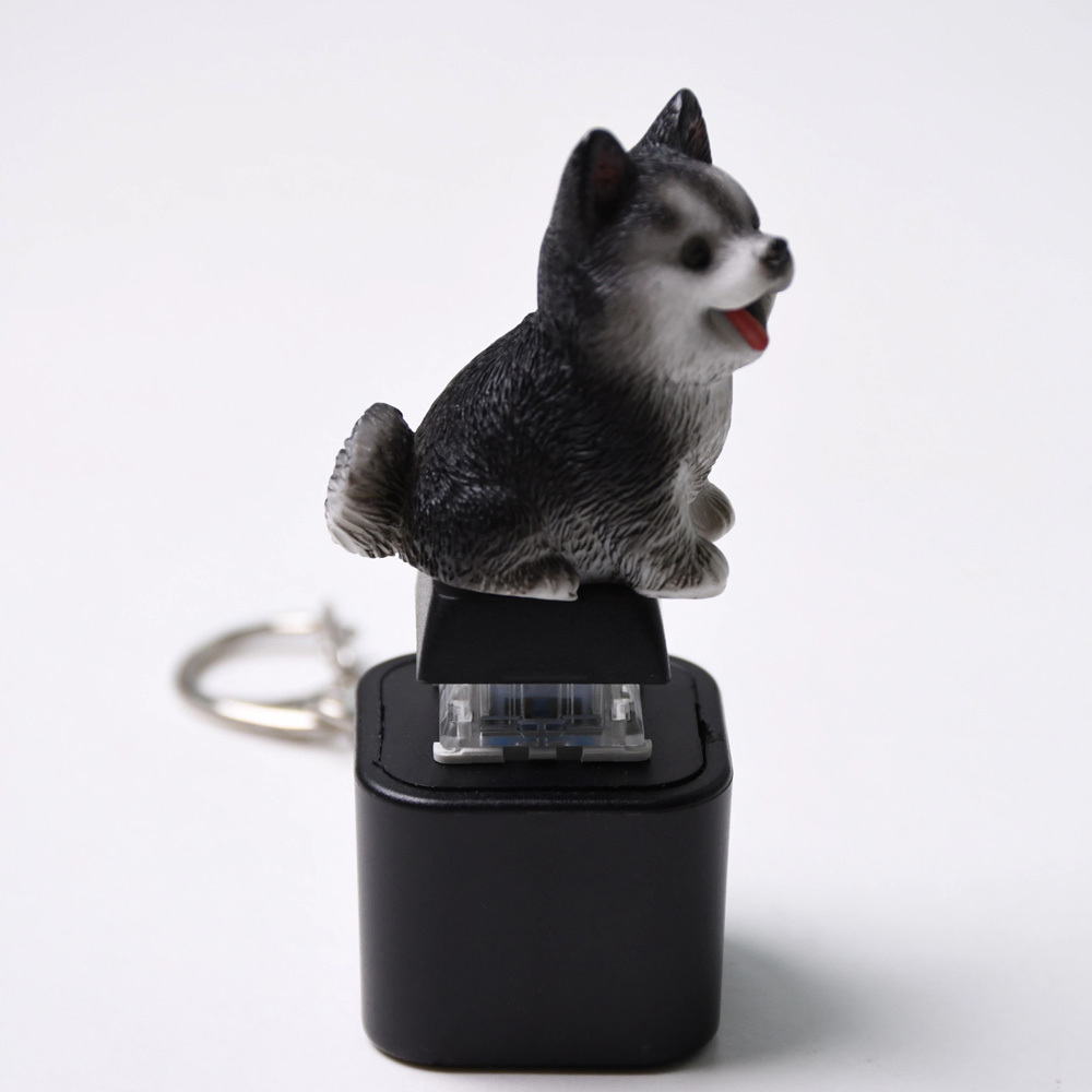 Rechargeable Dog Keyboard Fidget Clicker Keychain with LED Light & Barking Sound, Cute Animal Stress Relief Sensory Toy for Adults Kids, Portable Anxiety Relief Fidget Toy for ADHD, Office, Bag Pendant Gift