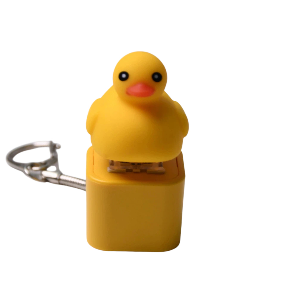 Super Cute Yellow Duck Fidget Keychain | Quacks When You Click! | Rechargeable Keyboard Clicker with LED Light | Stress Relief Toy for Adults Kids | Funny Bag Pendant Gift