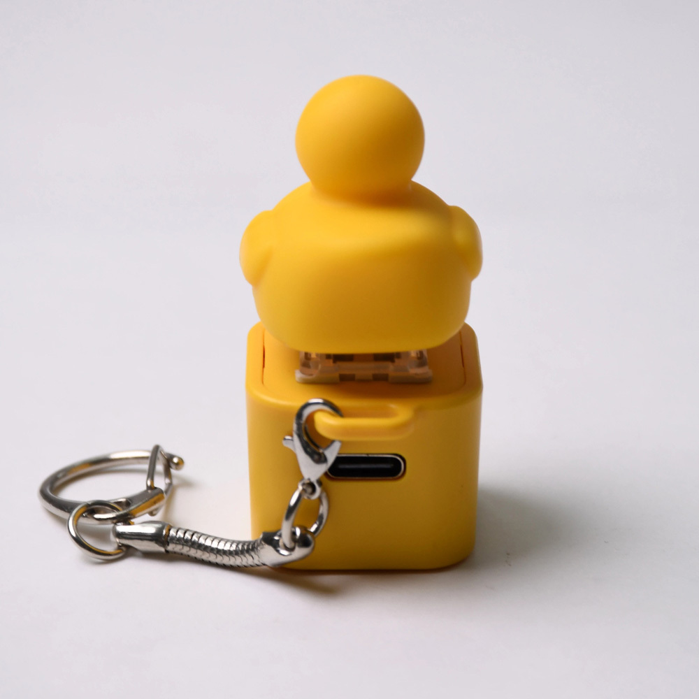 Super Cute Yellow Duck Fidget Keychain | Quacks When You Click! | Rechargeable Keyboard Clicker with LED Light | Stress Relief Toy for Adults Kids | Funny Bag Pendant Gift