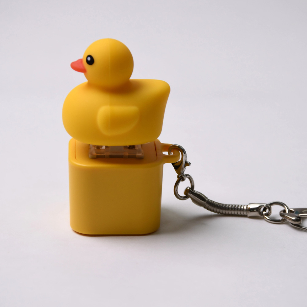 Super Cute Yellow Duck Fidget Keychain | Quacks When You Click! | Rechargeable Keyboard Clicker with LED Light | Stress Relief Toy for Adults Kids | Funny Bag Pendant Gift