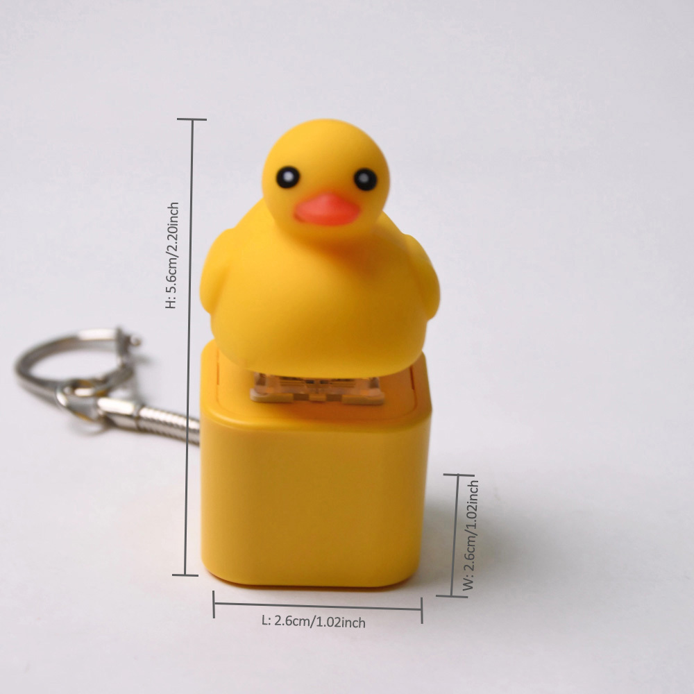 Super Cute Yellow Duck Fidget Keychain | Quacks When You Click! | Rechargeable Keyboard Clicker with LED Light | Stress Relief Toy for Adults Kids | Funny Bag Pendant Gift