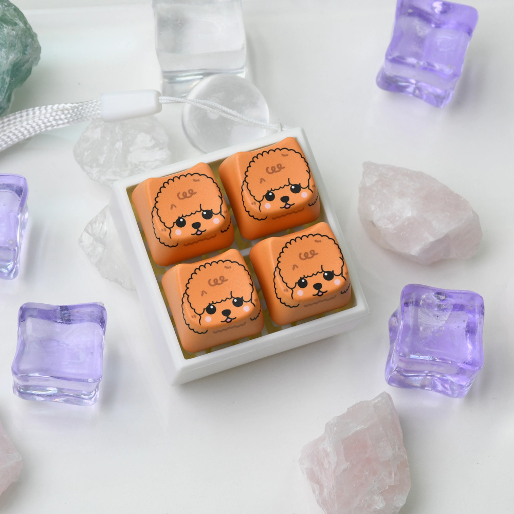 Teddy Bear Dog Keycap Clicker Keychain, Cute Bag Charm for Adult Stress & Anxiety Relief