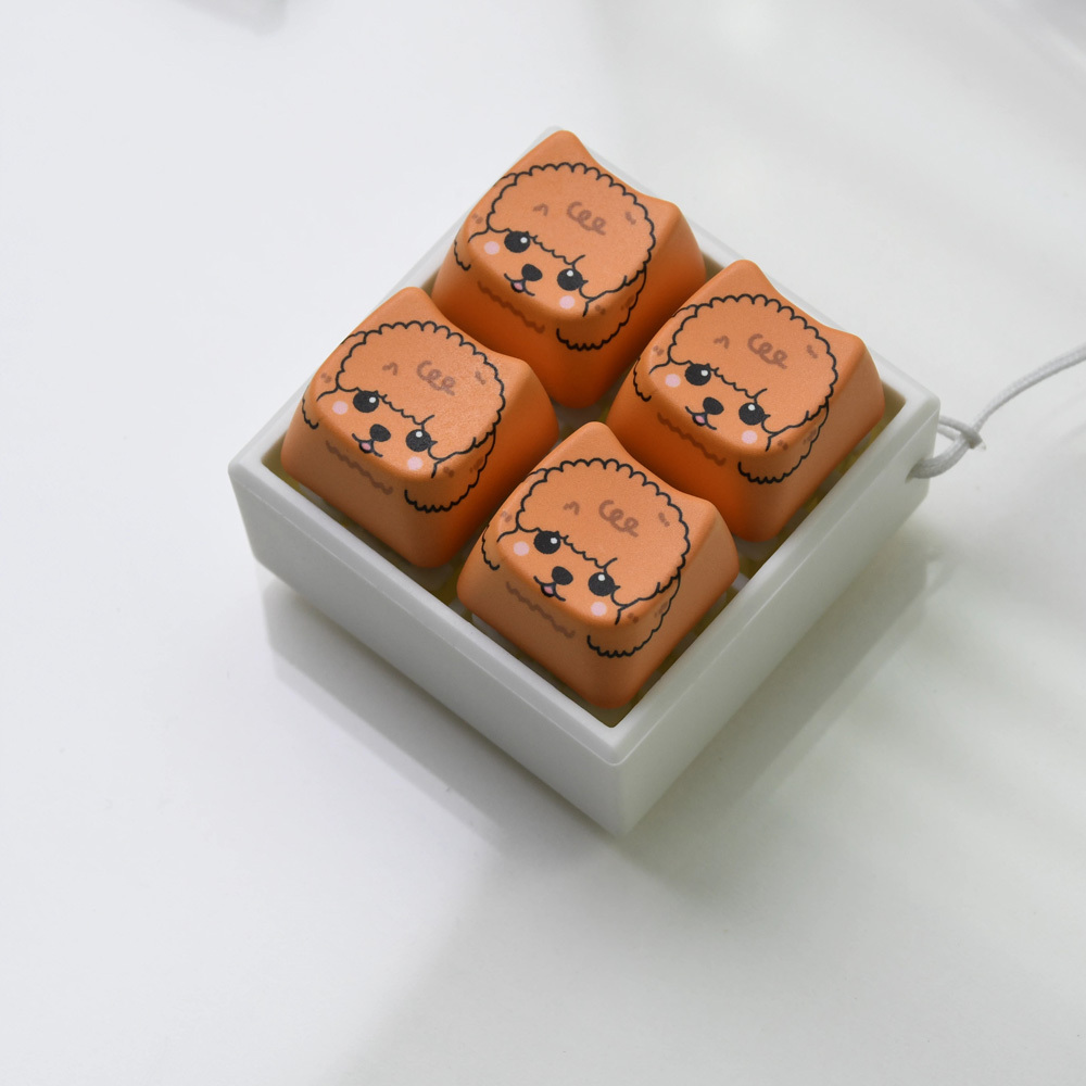 Teddy Bear Dog Keycap Clicker Keychain, Cute Bag Charm for Adult Stress & Anxiety Relief