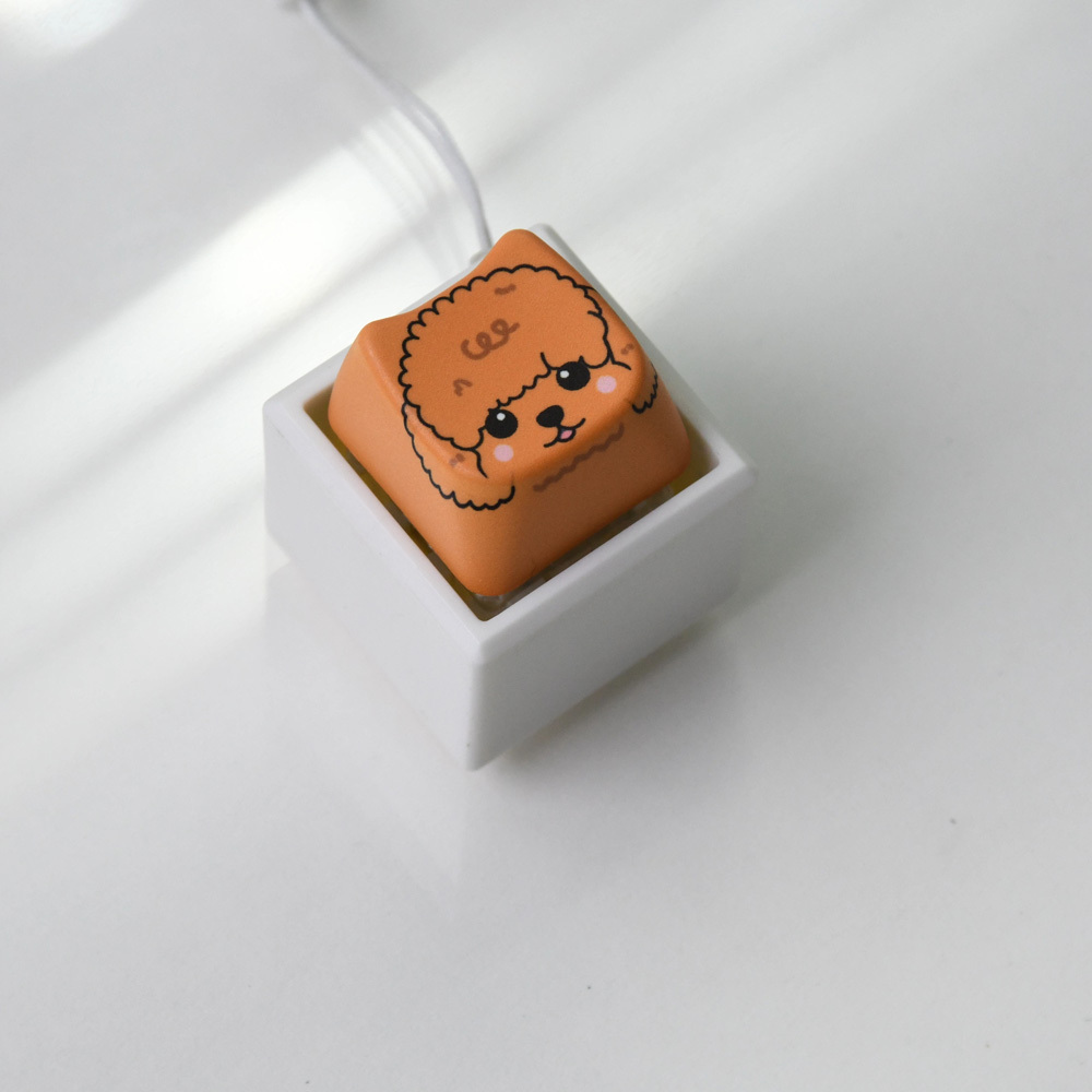 Teddy Bear Dog Keycap Clicker Keychain, Cute Bag Charm for Adult Stress & Anxiety Relief