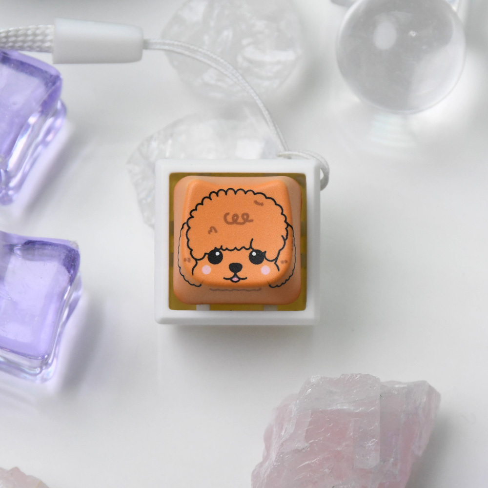 Teddy Bear Dog Keycap Clicker Keychain, Cute Bag Charm for Adult Stress & Anxiety Relief