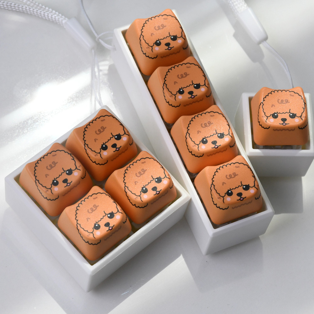 Teddy Bear Dog Keycap Clicker Keychain, Cute Bag Charm for Adult Stress & Anxiety Relief