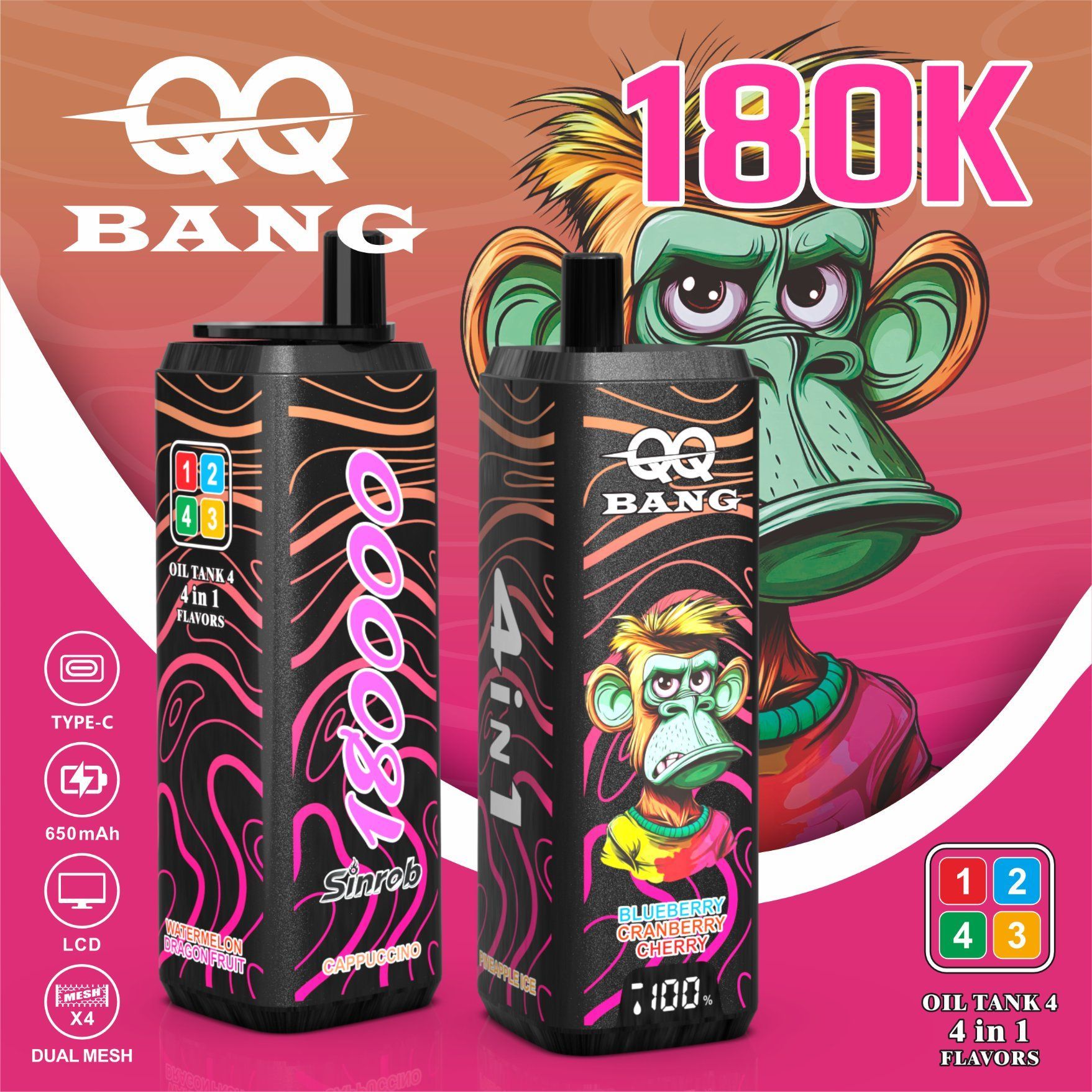 China Original Shenzhen Manufacture Bang Dtl E Cigarette Geek Bar 180000 Puff Wholesale E Hookah Vape