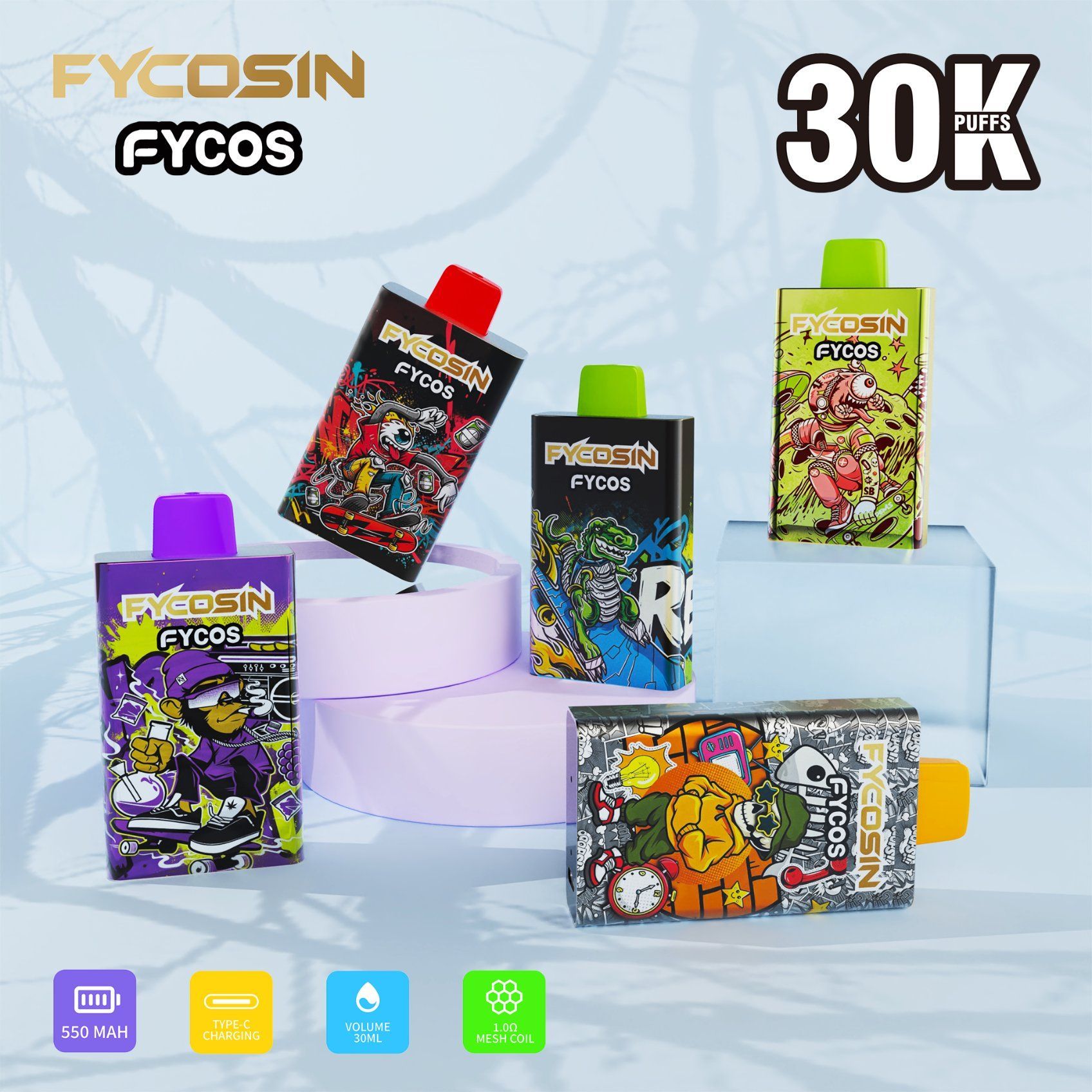 High Quality Fycosin Pen 30ml E-Juice Leak Proof Disposable Vape