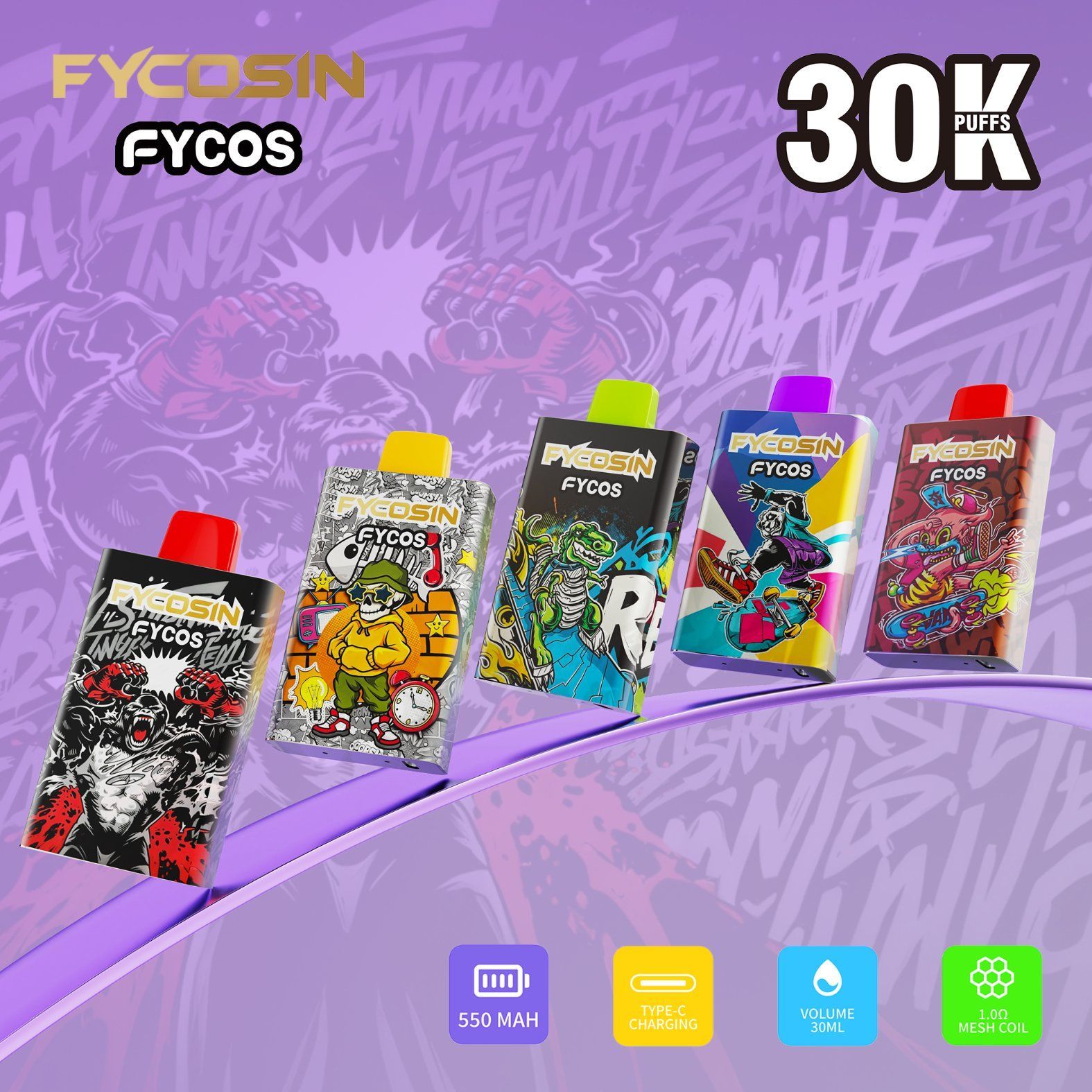 High Quality Fycosin Pen 30ml E-Juice Leak Proof Disposable Vape