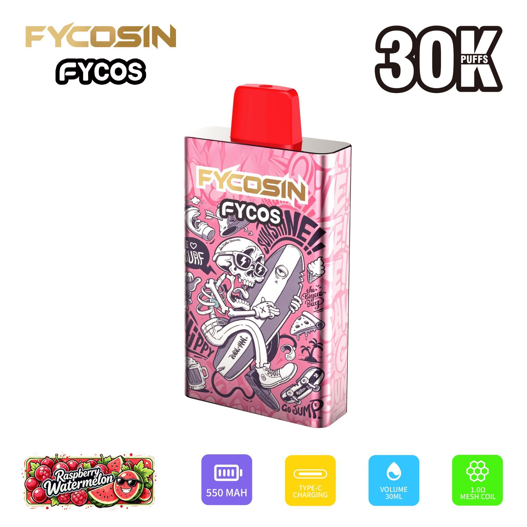FYCOSIN 30K Puffs with Fast Type-C Charging 10 Flavor Disposable Vape