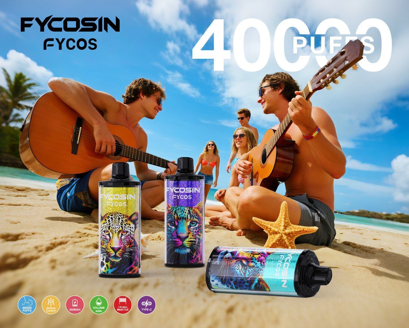 Fycosin 40K Disposable Vape 40000 Puffs Rechargeable Vape Pen