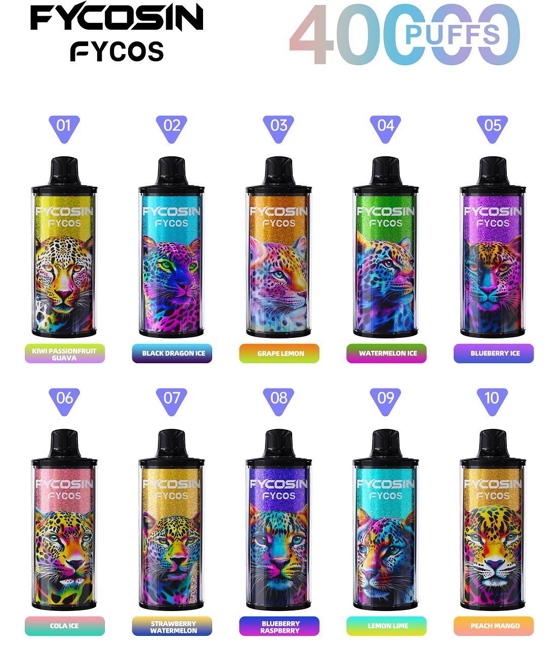 Fycosin 40000 Puffs Rechargeable Vape with 40ml Capacity