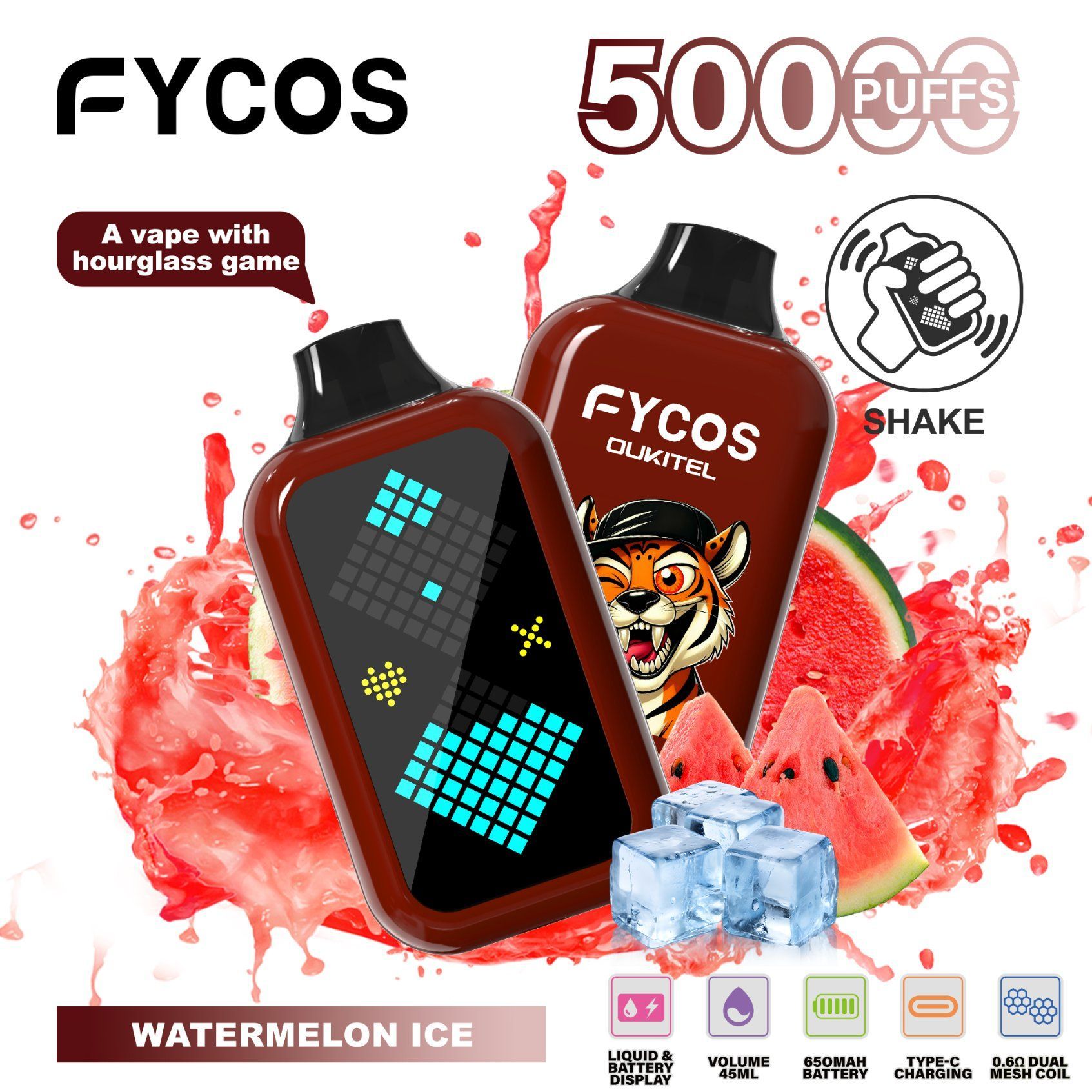 FYCOS 50000 Puffs Vape Device with Digital Screen & Mesh Coil