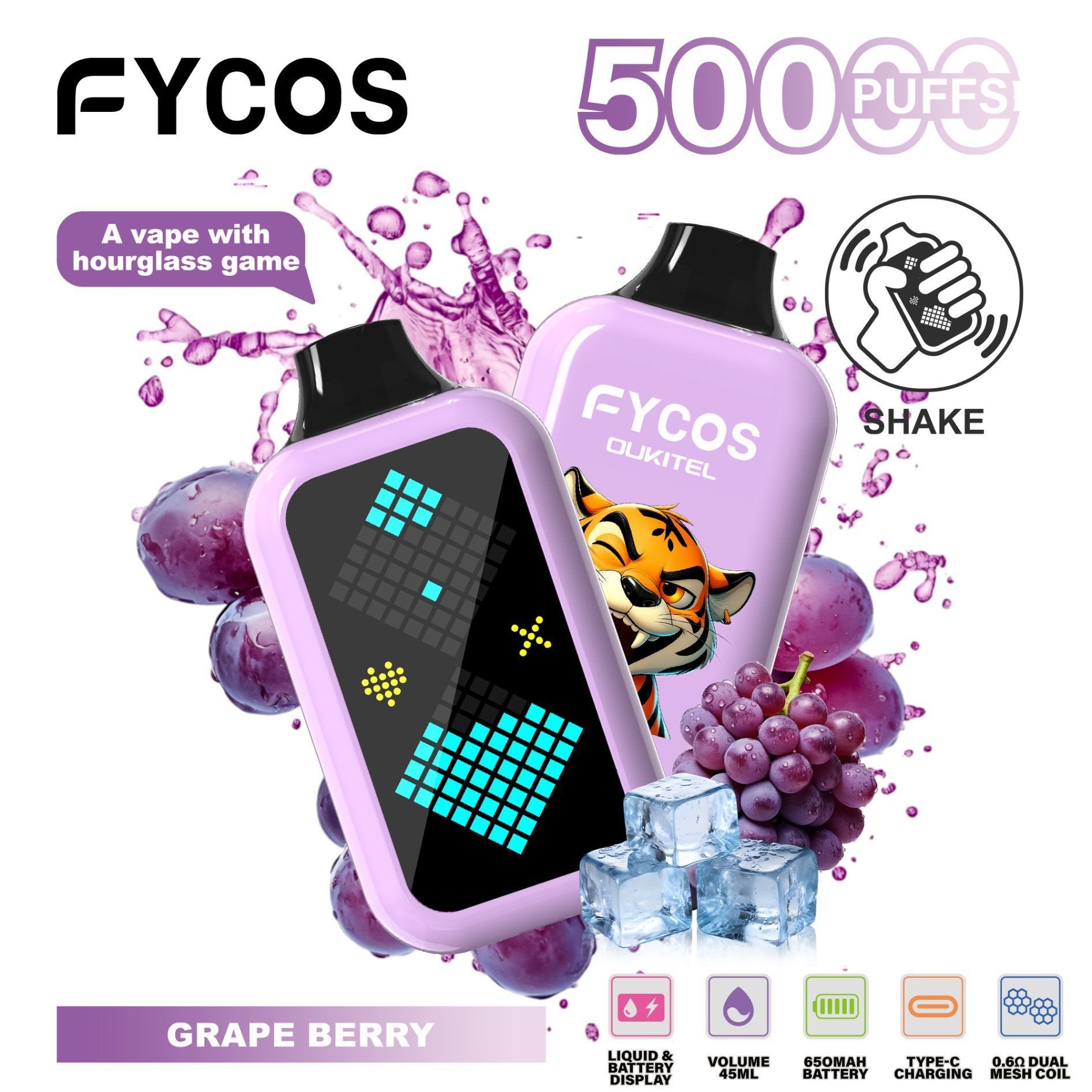 FYCOS 50000 Puffs Disposable Vape with Dual Mesh Coil Technology
