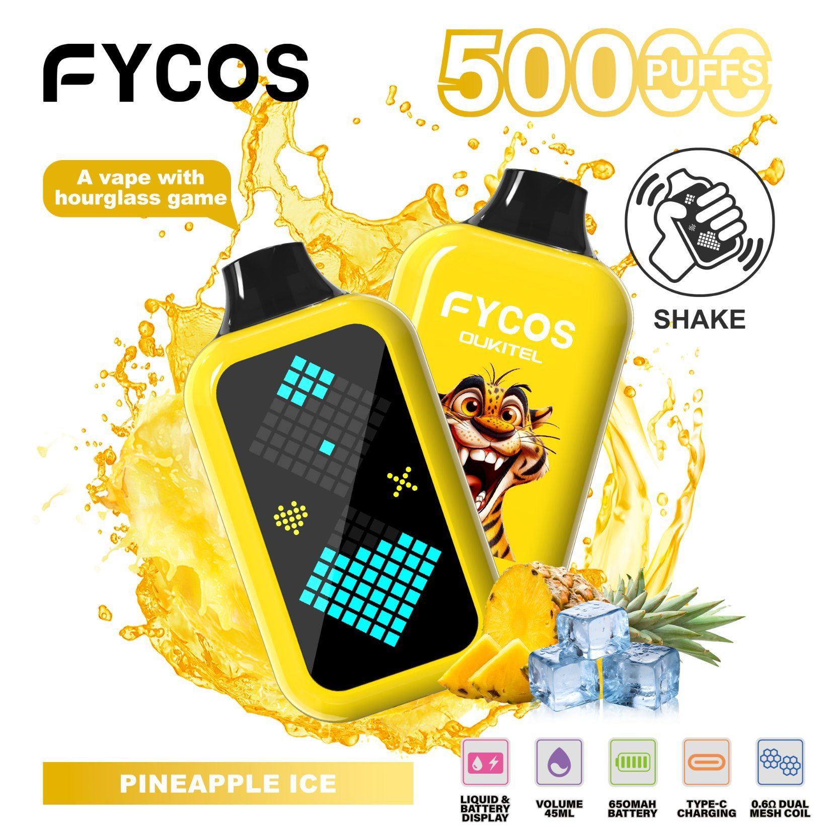 FYCOS 50000 Puff Rechargeable Disposable Vape with Smart Display