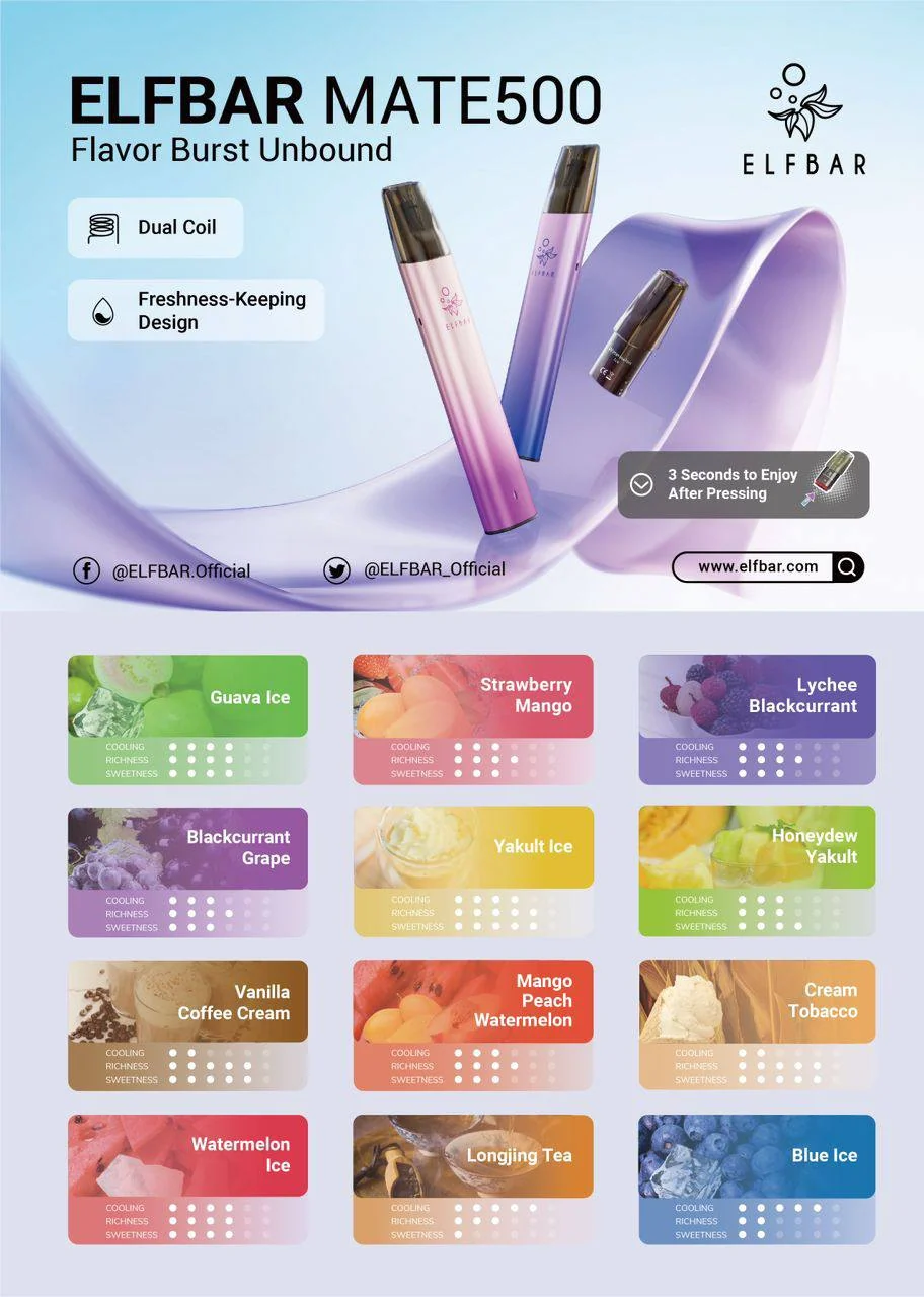 ELFBAR MATE500 Device 500mAh Prefilled Pods Bundle Vape