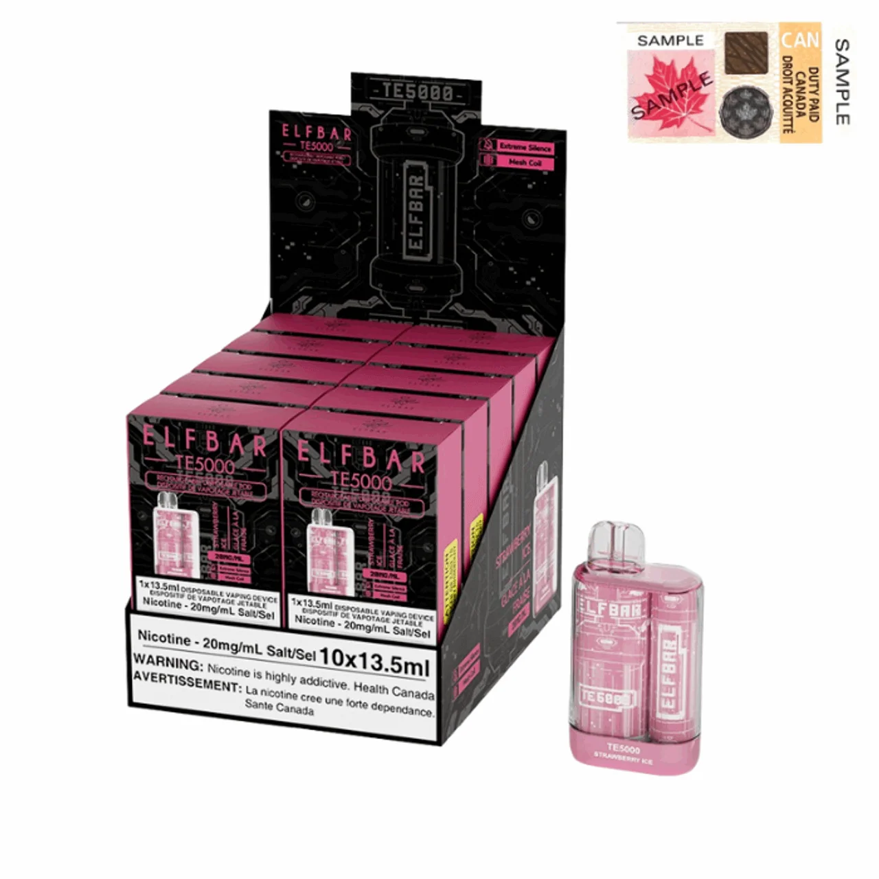 Buy Cheap ELFBAR TE5000 STRAWBERRY ICE Vape Online Clutch Vape