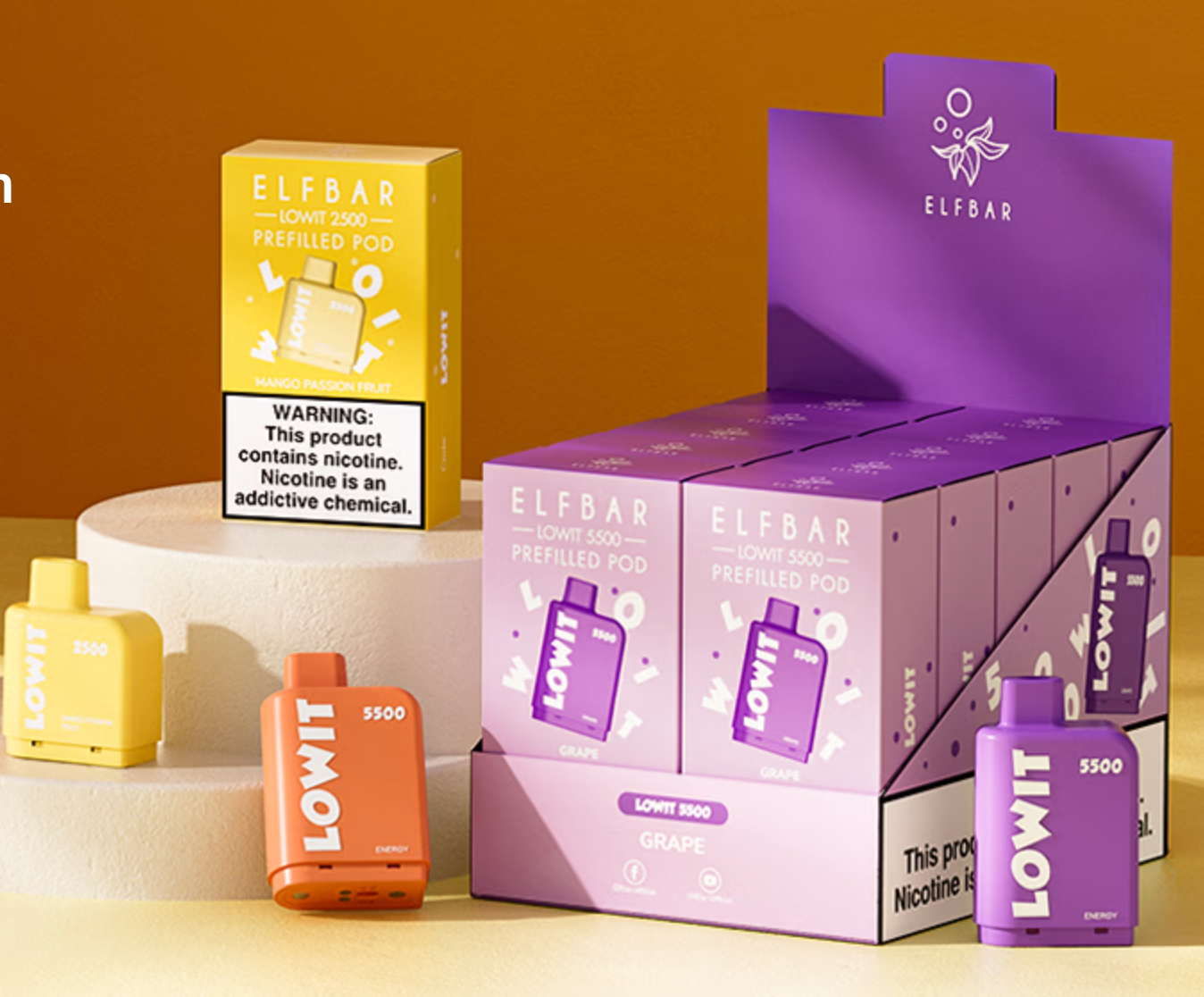 ELFBAR LOWIT 5500 Puffs | Liquid Pod Cartridge Vape (2% 5% nic)