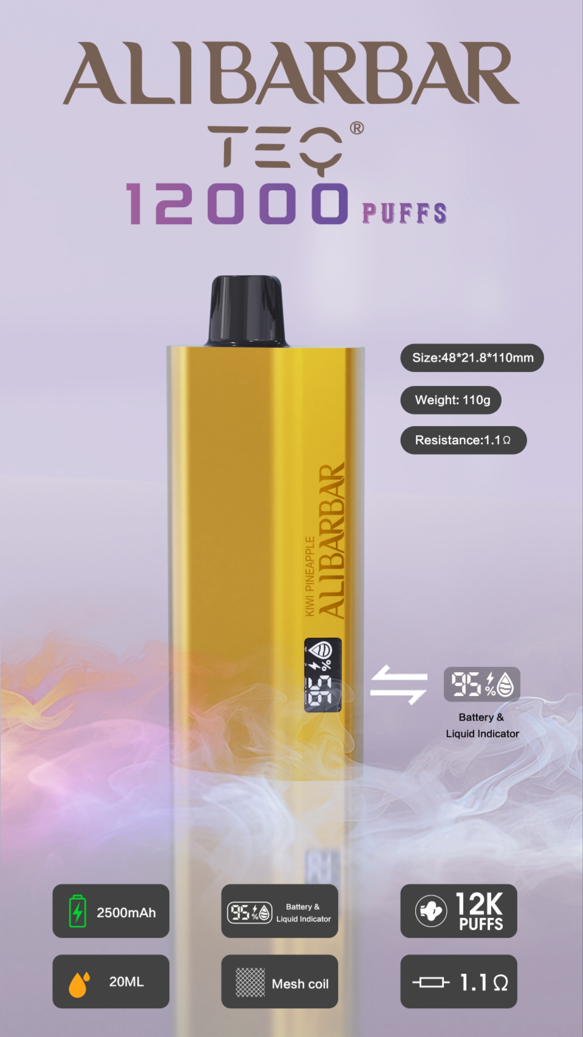 ALIBARBAR TEQ 12000 Puffs Disposable Vape | 2500mAh Large Capacity Battery