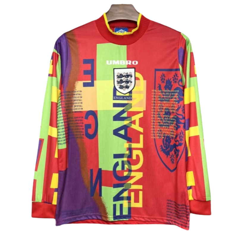England Nation 95-96 Retro GoalKeeper Long Sleeve Kit Vintage Shirt Soccer Jersey