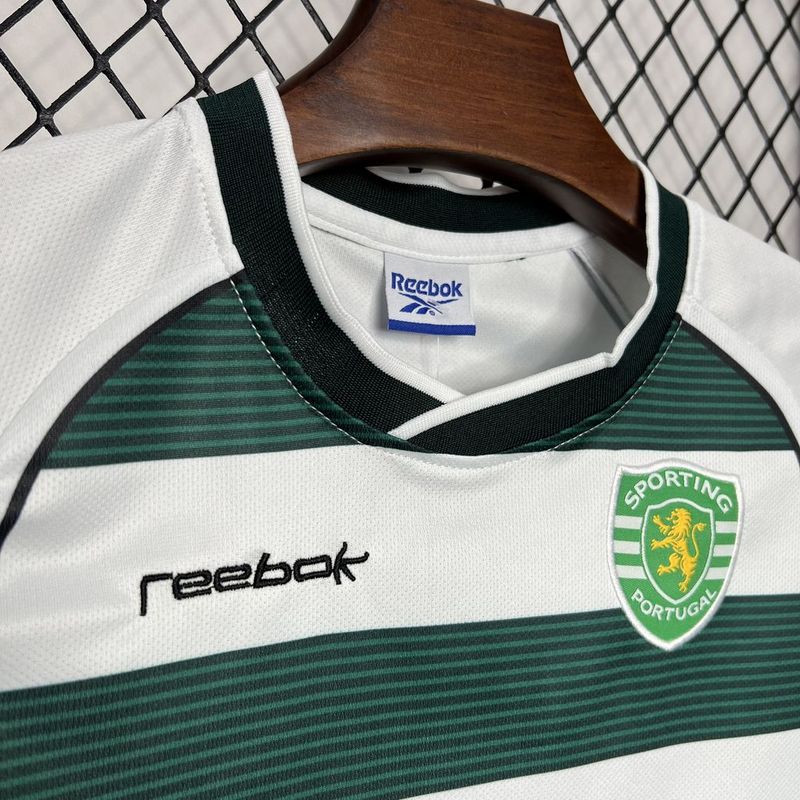 Sporting 01-03 Lisbon Home Retro Kid Kits Youth Apparels Football Jersey