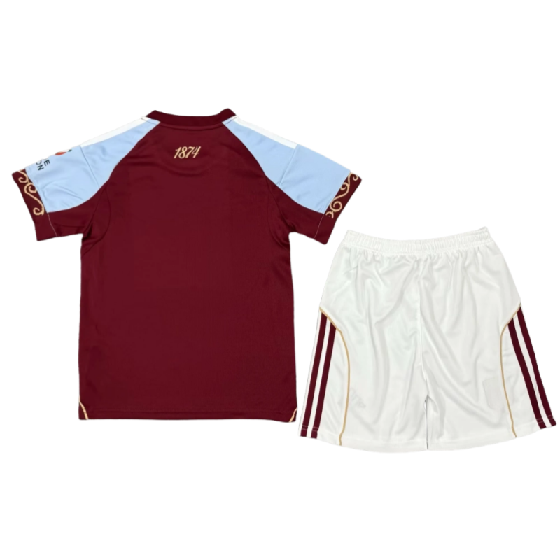 Aston Villa Home Kids Football Jersey Kit 2025-26 Fan version