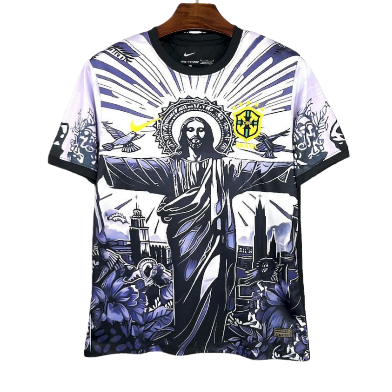 2025 Brazil Cristo Redentor White&Black Special Edition Football Shirt -Fan edition