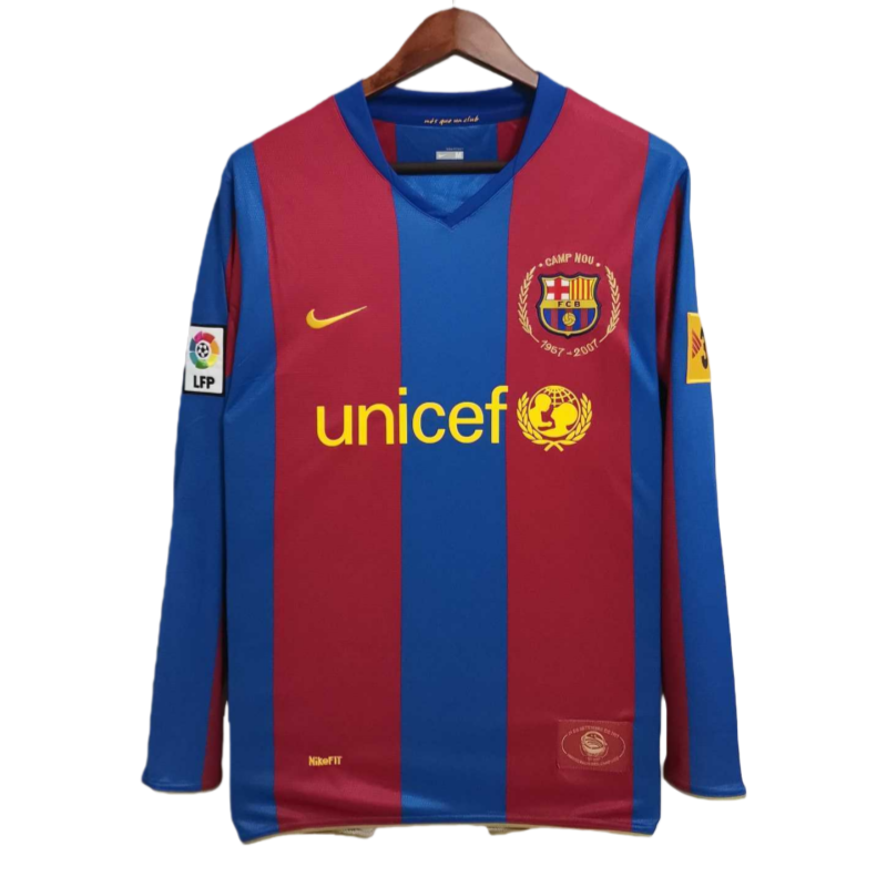 07-08 Barcelona Retro Home Long sleeves 50-Years Anniversary Football jersey