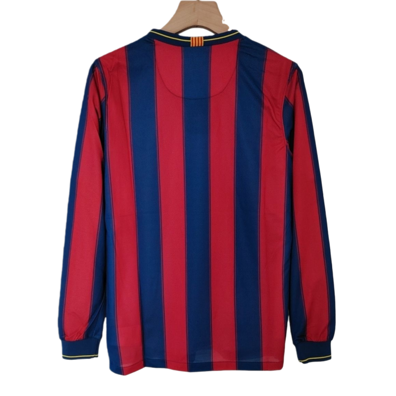 09-10 Barcelona Retro Home Long Sleeve Soccer Shirt