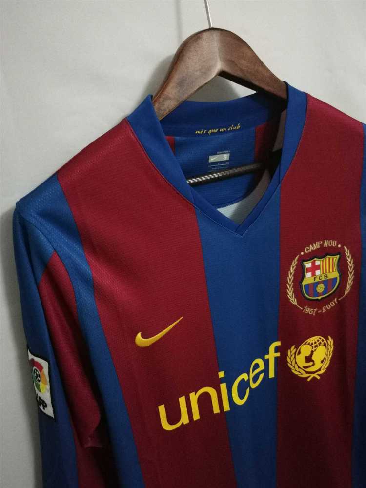07-08 Barcelona Retro Home Long sleeves 50-Years Anniversary Football jersey