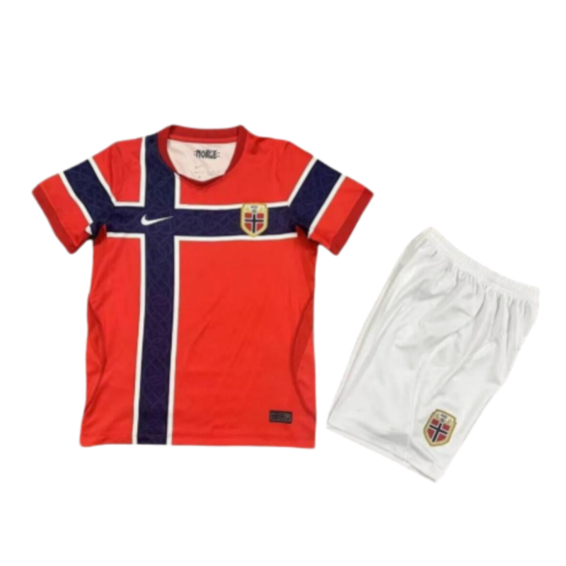 Norway 2026 World Cup Football Jersey Home Kids Kit Jersey+Shorts