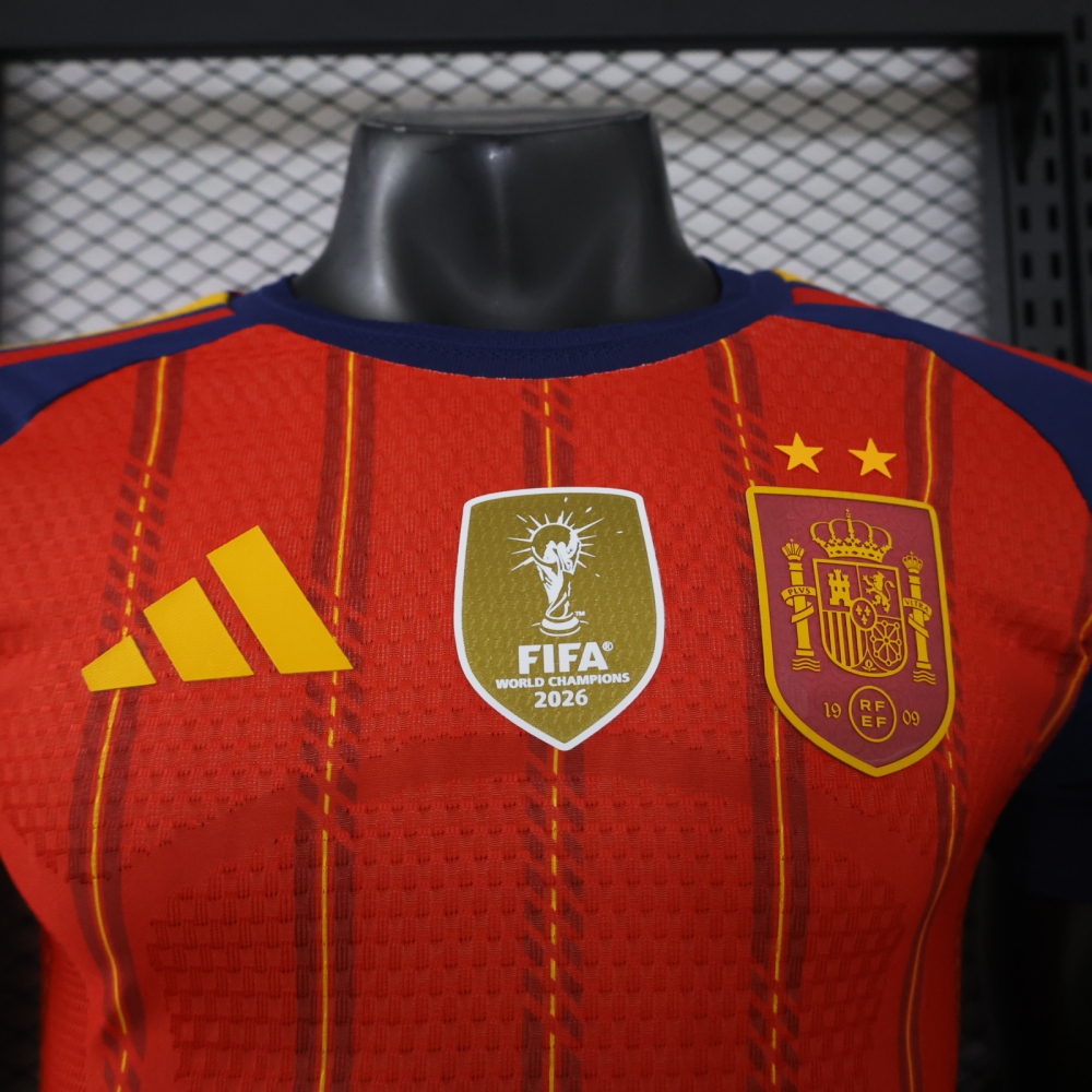 2026 Spain World Cup Champion 2 Stars Home short sleeved jersey Player version