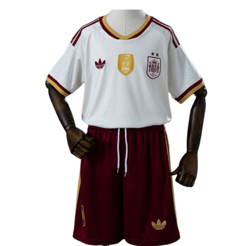 2026 Spain World Cup Champion 2 Stars Away Kids Football jersey Fan version