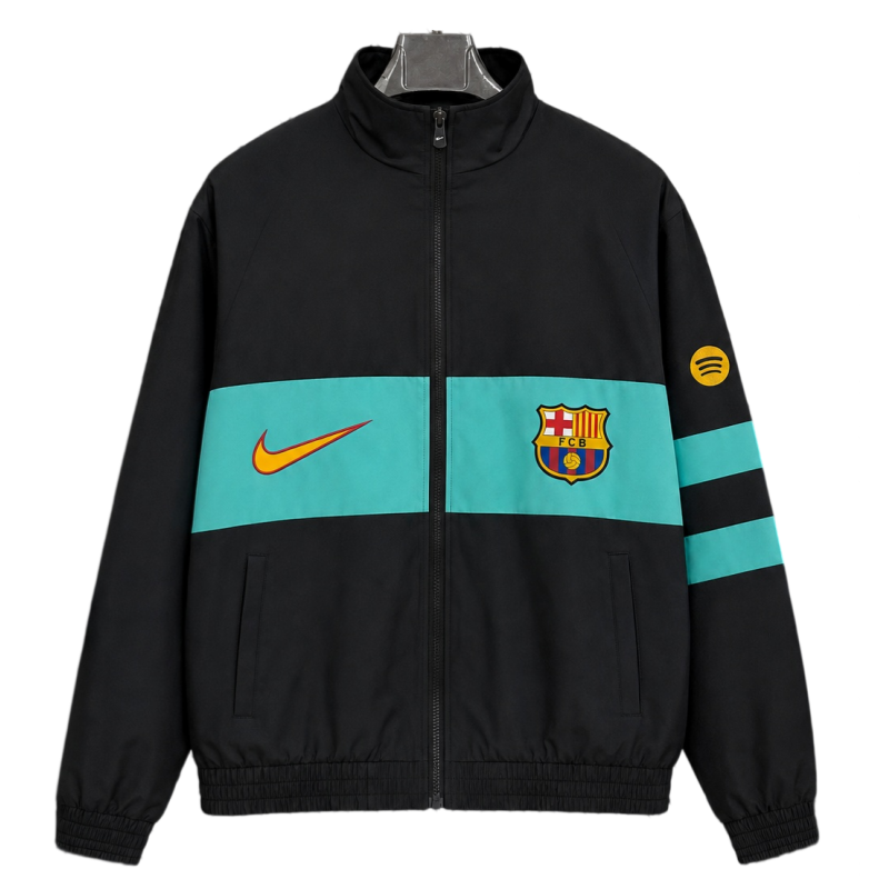 26-27 Barcelona Black Jacket Retro Windproof Jacket