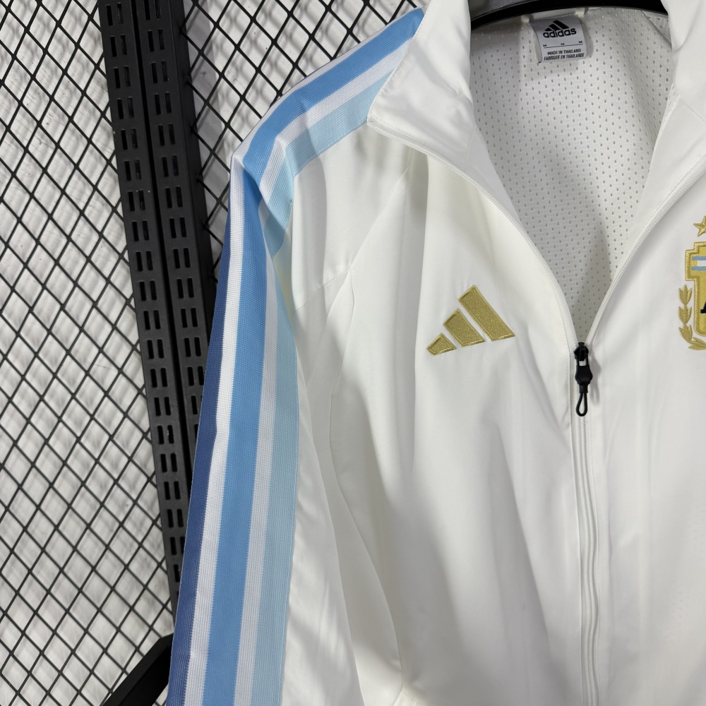 2026 Argentina World Cup White Classic Casual Training Windproof Jacket