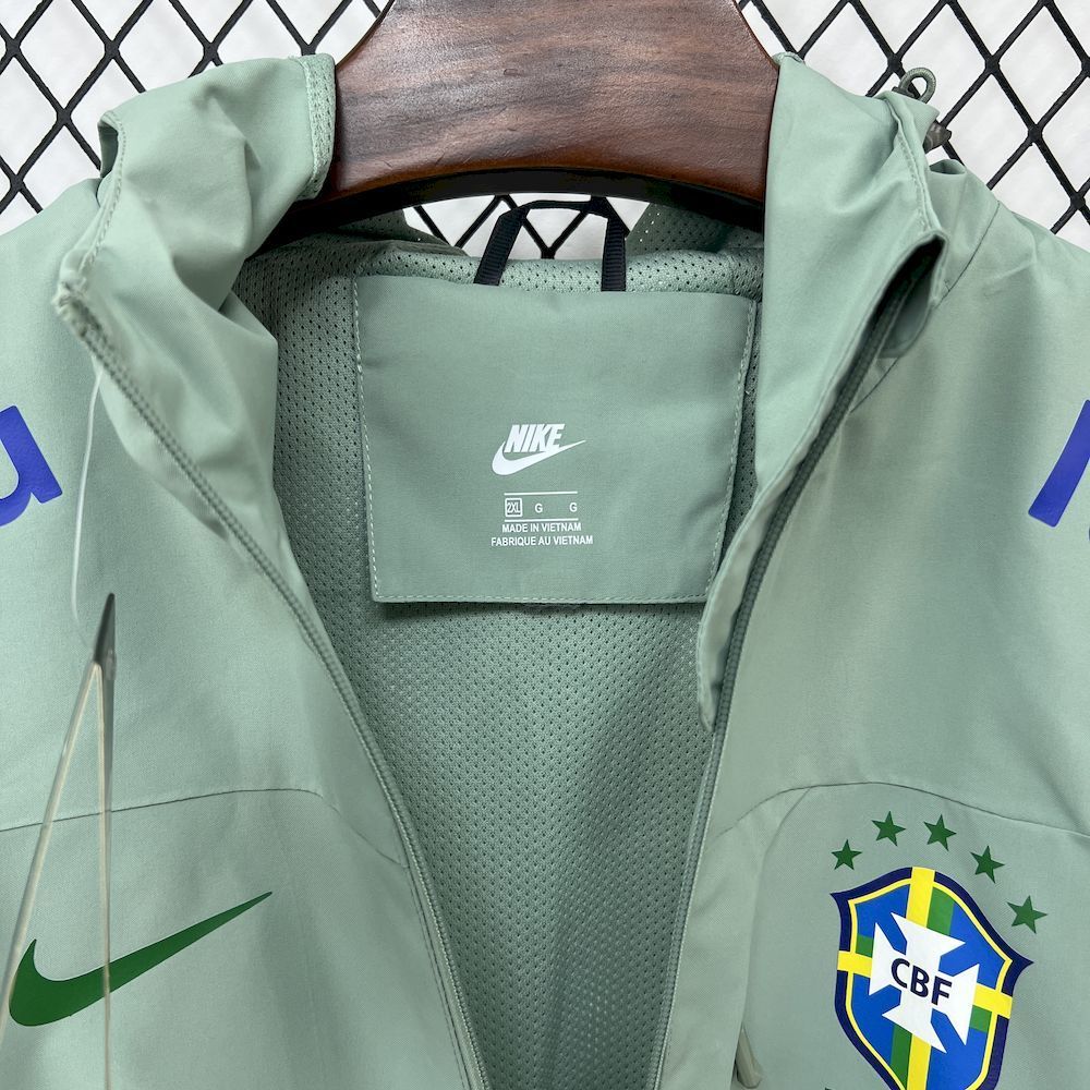 2026 Brazil Light Green Joint Training Jacket Windproof Jacket