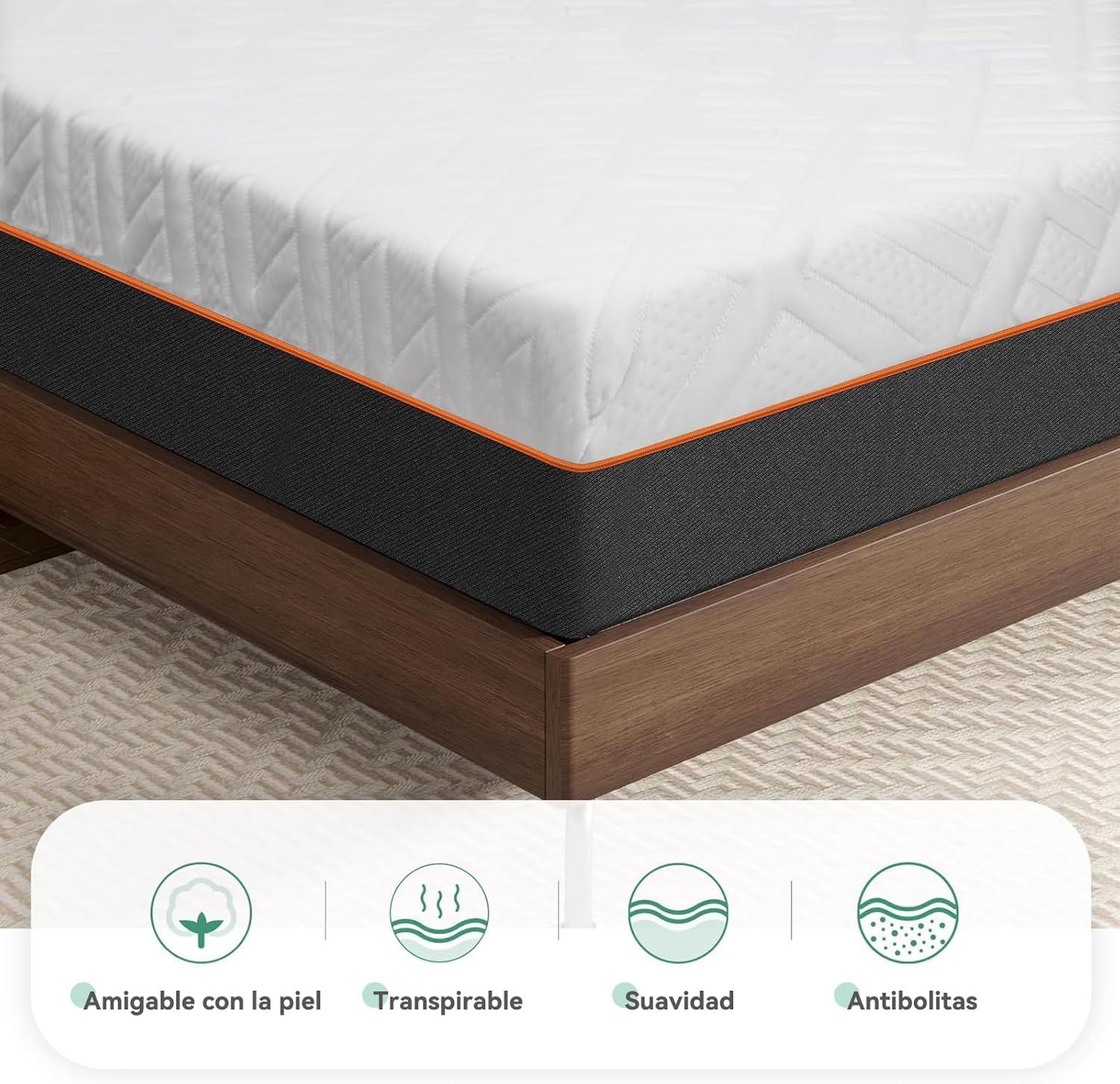FURRIFIC Memory Foam Mattress with Cooling Gel, Medium Firmness, Pressure Relief (White, King, 30, 30, Centimeters)