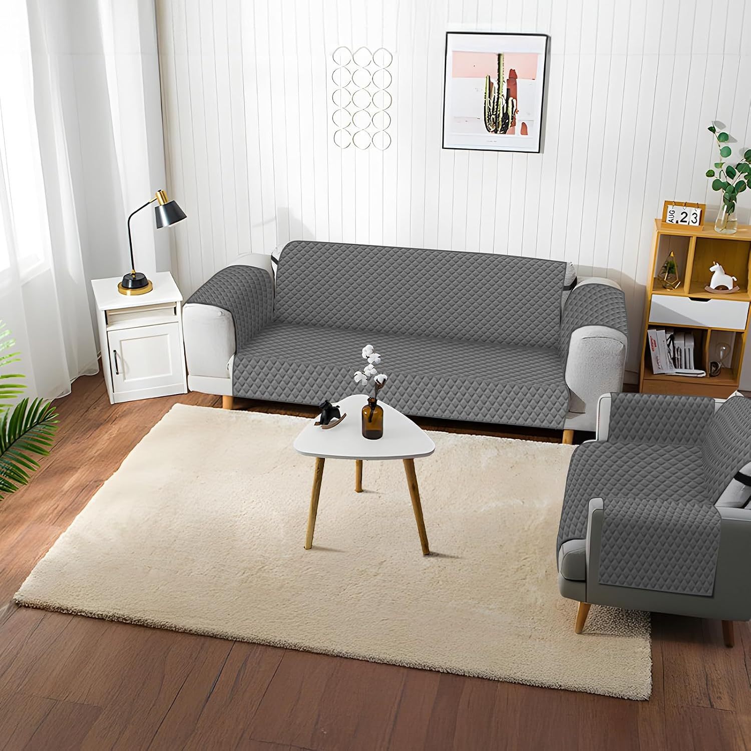 KACOTA 3 Piece Armchair Covers, Waterproof Anti-scratch Non-slip Washable Room Covers for Sofa, Super Soft and Elastic Fabric with Adjustable Buckle, Sofa Cover for Pets