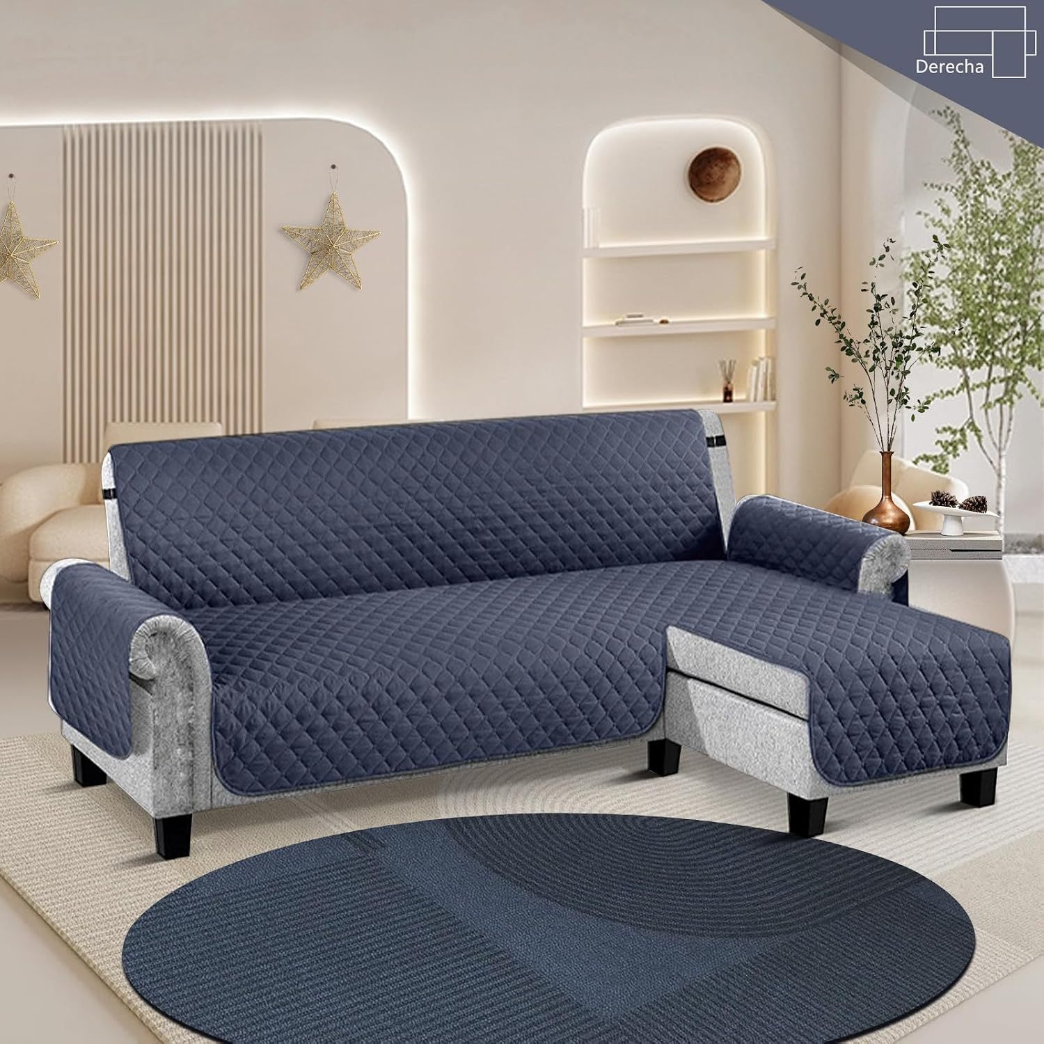LINGLUCKY Sofa Cover made of Super Soft and Elastic Fabric, Water Repellent (Bluish Grey)