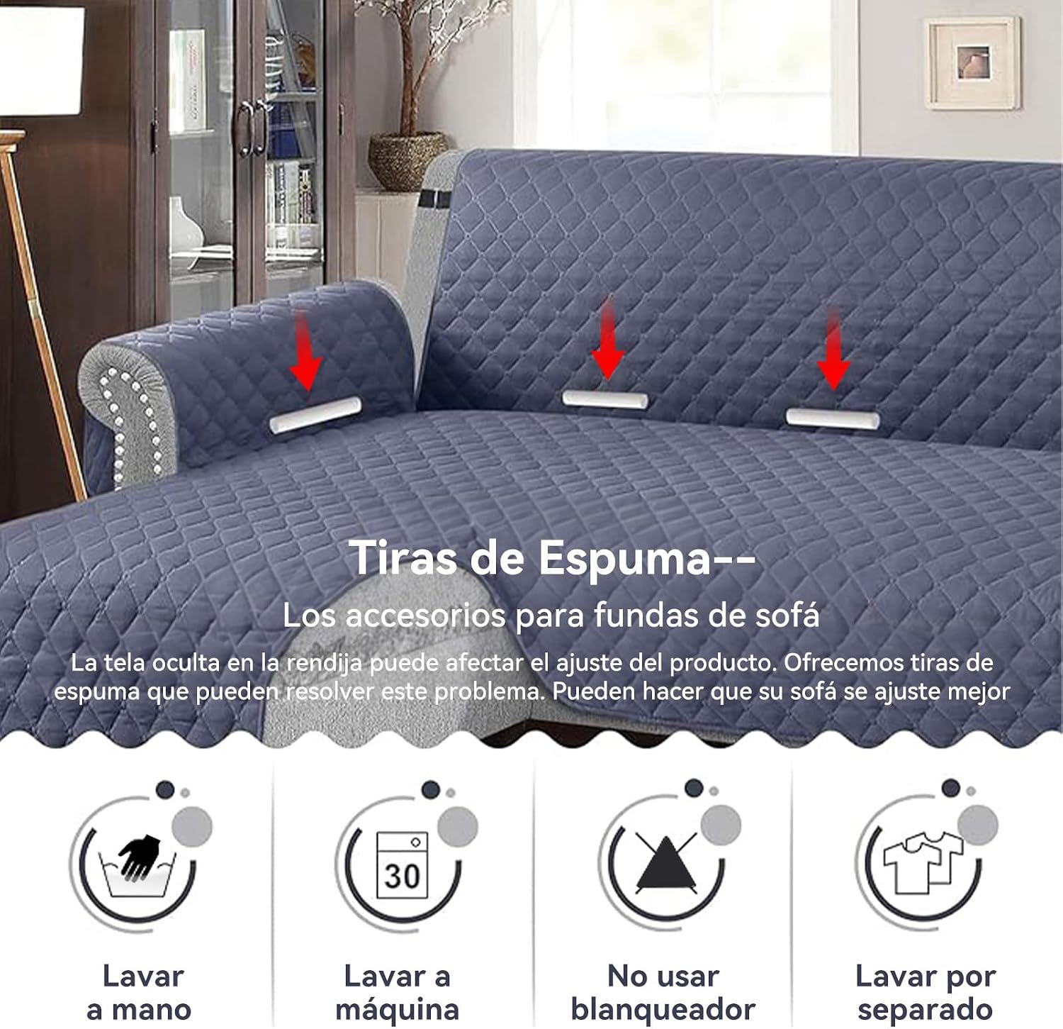 LINGLUCKY Sofa Cover made of Super Soft and Elastic Fabric, Water Repellent (Bluish Grey)