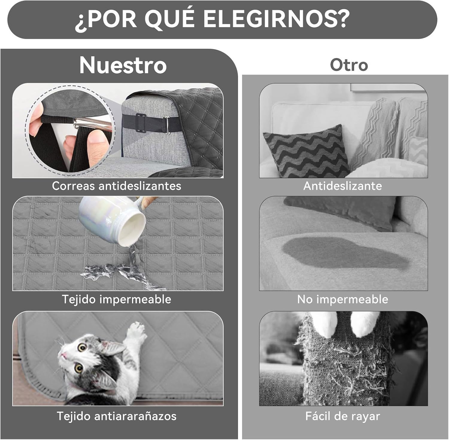 KACOTA 3 Piece Armchair Covers, Waterproof Anti-scratch Non-slip Washable Room Covers for Sofa, Super Soft and Elastic Fabric with Adjustable Buckle, Sofa Cover for Quilted