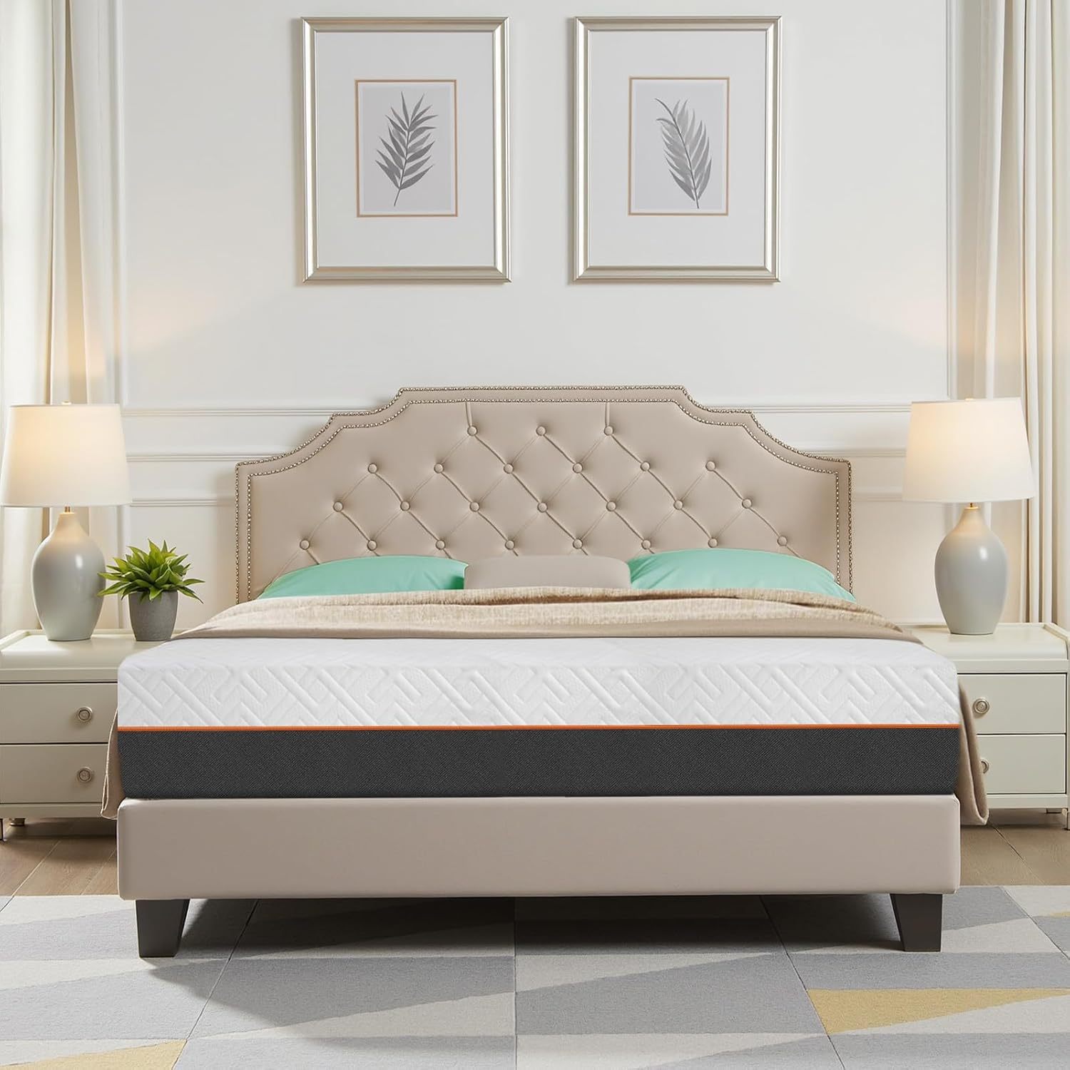 FURRIFIC Memory Foam Mattress with Cooling Gel, Medium Firmness, Pressure Relief (White, King, 30, 30, Centimeters)